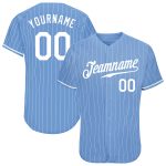 Customizable Light Blue Pinstripe Baseball Jersey with Personal Name & Number - Authentic Team Gear Personalized Light Blue
