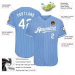 Customizable Light Blue Pinstripe Baseball Jersey with Personal Name & Number - Authentic Team Gear Personalized Light Blue