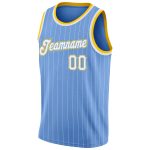 Custom Light Blue White Pinstripe Basketball Jersey with Authentic White-Gold Design, Personalized Name & Number Personalized