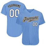 Custom Light Blue White Pinstripe Baseball Jersey with Name and Number - Authentic Team Apparel Personalized Light Blue White