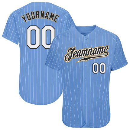 Custom Light Blue White Pinstripe Baseball Jersey with Name and Number - Authentic Team Apparel Personalized Light Blue White