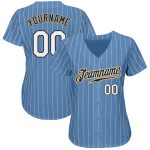Custom Light Blue White Pinstripe Baseball Jersey with Name and Number - Authentic Team Apparel Personalized Light Blue White