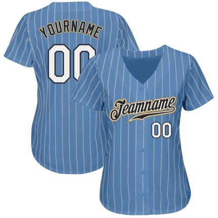 Custom Light Blue White Pinstripe Baseball Jersey with Name and Number - Authentic Team Apparel Personalized Light Blue White