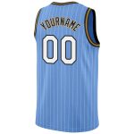 Custom Name and Number Authentic Basketball Jersey - Light Blue White Pinstripe, White-Old Gold Personalized Light Blue White