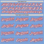 Personalized Light Blue Red White Pinstripe Baseball Jersey - Authentic Design Personalized Light Blue White Pinstripe White-Red