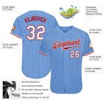 Custom Light Blue White Pinstripe Baseball Jersey with Team Name and Number - Authentic Design Personalized Light Blue White