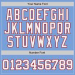 Personalized Light Blue Red White Pinstripe Baseball Jersey - Authentic Design Personalized Light Blue White Pinstripe White-Red
