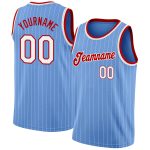 Custom Light Blue White Pinstripe Basketball Jersey with Personalized Name and Number - Authentic Team Apparel Personalized