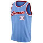 Custom Light Blue White Pinstripe Basketball Jersey with Personalized Name and Number - Authentic Team Apparel Personalized