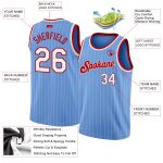 Custom Light Blue White Pinstripe Basketball Jersey with Personalized Name and Number - Authentic Team Apparel Personalized