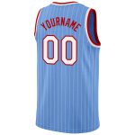 Custom Light Blue White Pinstripe Basketball Jersey with Personalized Name and Number - Authentic Team Apparel Personalized