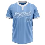 Customizable Light Blue White Pinstripe Two-Button Softball Jersey with Name and Number - Unisex Team Apparel Personalized