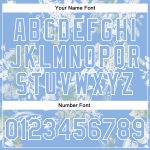 Custom Team Bomber Jacket with 3D Plant and Flower Pattern - Light Blue Varsity Full-Snap Design, Personalized Name & Number