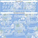 Custom Team Bomber Jacket with 3D Plant and Flower Pattern - Light Blue Varsity Full-Snap Design, Personalized Name & Number