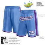 Custom Name Number Authentic Basketball Shorts Light Blue White Purple Team Personalized Light Blue White-Purple Authentic