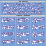 Custom Two Tone Bomber Jacket - Light Blue White-Purple Full-Snap Varsity Letterman with Personalized Name and Number Personalized