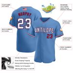 Personalized Authentic American Flag Baseball Jersey - Light Blue White-Red Fashion Design Personalized Light Blue White-Red