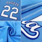 Personalized Authentic American Flag Baseball Jersey - Light Blue White-Red Fashion Design Personalized Light Blue White-Red