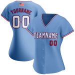 Personalized Authentic American Flag Baseball Jersey - Light Blue White-Red Fashion Design Personalized Light Blue White-Red