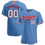 Custom American Flag Baseball Jersey with Personalized Name & Number - Light Blue White-Red Fashion Style Personalized Light