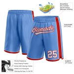 Custom Name Number Basketball Shorts Authentic Light Blue White Red Team Personalized Light Blue White-Red Authentic Basketball