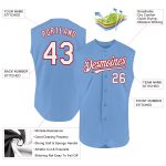 Custom Light Blue Baseball Jersey - Authentic Sleeveless Style with Red and White Accents Personalized Light Blue White-Red