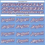 Custom Name and Number Personalized Baseball Jersey - Authentic Sleeveless Light Blue, White, and Red Design Personalized