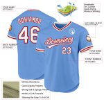 Personalized Light Blue Red White Throwback Baseball Jersey for Fans Personalized Light Blue White-Red Authentic Throwback