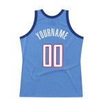 Personalized Light Blue White Red Basketball Jersey - Authentic Throwback Style Personalized Light Blue White-Red Authentic