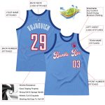 Personalized Light Blue White Red Basketball Jersey - Authentic Throwback Style Personalized Light Blue White-Red Authentic