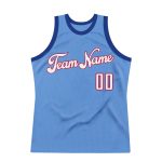 Personalized Light Blue White Red Basketball Jersey - Authentic Throwback Style Personalized Light Blue White-Red Authentic