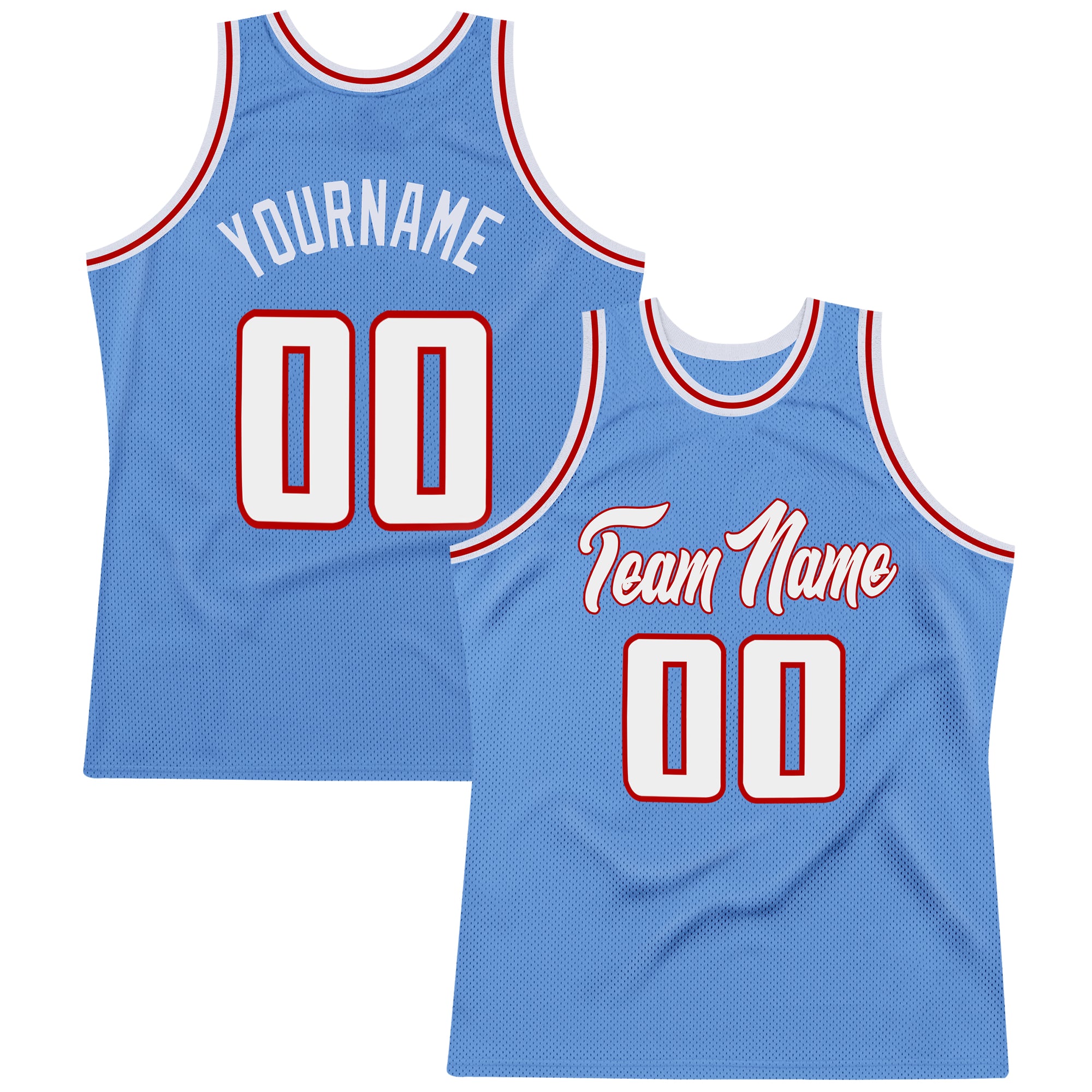 Custom Light Blue White-Red Throwback Basketball Jersey with Personalized Name and Number - Authentic Team Apparel Personalized