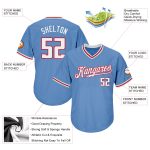 Personalized Light Blue Baseball Jersey Shirt - Authentic Throwback Rib-Knit in White-Red Personalized Light Blue White-Red