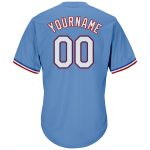 Customizable Light Blue Red White Throwback Baseball Jersey Shirt with Name and Number - Authentic Rib-Knit Design Personalized