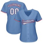 Custom Name Number Light Blue Red White Baseball Jersey Personalized Team Gear Personalized Light Blue White-Red Baseball
