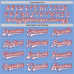 Custom Name & Number Bomber Jacket - Personalized Light Blue Red Two Tone Varsity Full-Snap Letterman Jacket Personalized