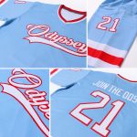Custom Name and Number Hockey Jersey - Personalized Light Blue Red and White Team Jersey Personalized Light Blue White-Red