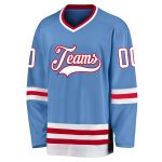 Custom Name and Number Hockey Jersey - Personalized Light Blue Red and White Team Jersey Personalized Light Blue White-Red