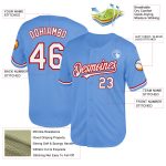 Custom Name Number Throwback Baseball Jersey - Light Blue White Red Mesh Authentic Team Jersey Personalized Light Blue White-Red
