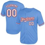 Custom Name Number Throwback Baseball Jersey - Light Blue White Red Mesh Authentic Team Jersey Personalized Light Blue White-Red