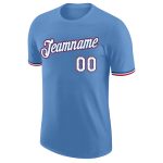 Custom Team Performance T-Shirt with Personalized Name & Number - Light Blue White-Red Personalized Light Blue White-Red