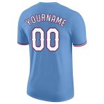 Custom Team Performance T-Shirt with Personalized Name & Number - Light Blue White-Red Personalized Light Blue White-Red