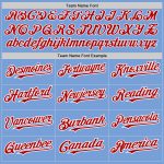 Custom Name Number Baseball Jersey - Authentic Light Blue Red White Pinstripe Split Design Personalized Light Blue White-Red