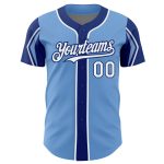 Custom Name and Number Baseball Jersey in Light Blue White-Royal - Personalized Team Jersey - Authentic Arm Shapes Personalized