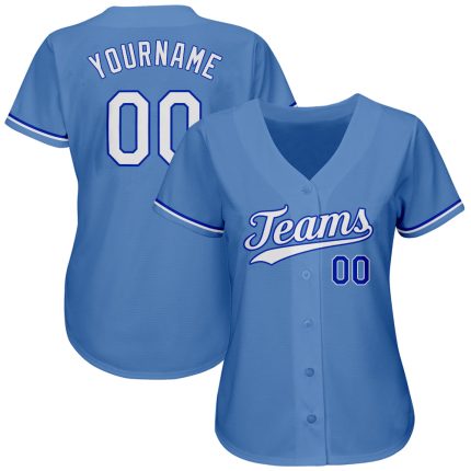 Personalized Light Blue Royal Baseball Jersey - Authentic Custom Team Apparel Personalized Light Blue White-Royal Authentic