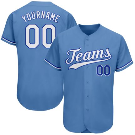 Personalized Light Blue Royal Baseball Jersey - Authentic Custom Team Apparel Personalized Light Blue White-Royal Authentic