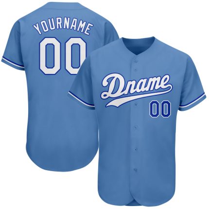 Customizable Light Blue & White Baseball Jersey with Name & Number - Authentic Team Gear Personalized Light Blue White-Royal