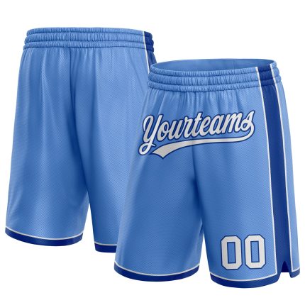 Custom Name and Number Basketball Shorts - Light Blue White-Royal Authentic Team Gear Personalized Light Blue White-Royal