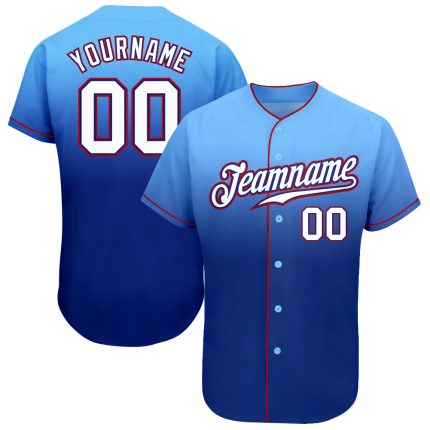 Personalized Light Blue White-Royal Fade Baseball Jersey - Authentic Fashion Style Personalized Light Blue White-Royal Authentic