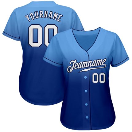 Custom Light Blue White-Royal Fade Baseball Jersey with Personalized Name & Number - Authentic Fashion Team Gear Personalized